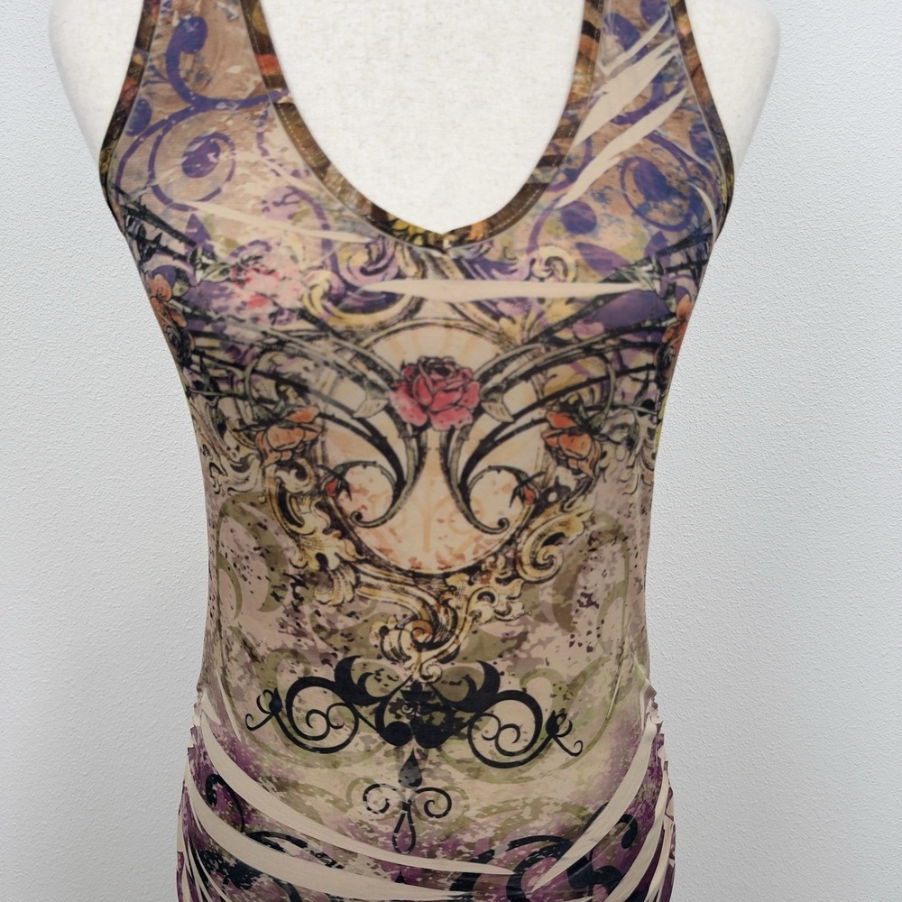 Vtg Y2K Body Central Top Womens M Rose Graphic Fairy Grunge Rock Dark Feminine - Picture 4 of 13